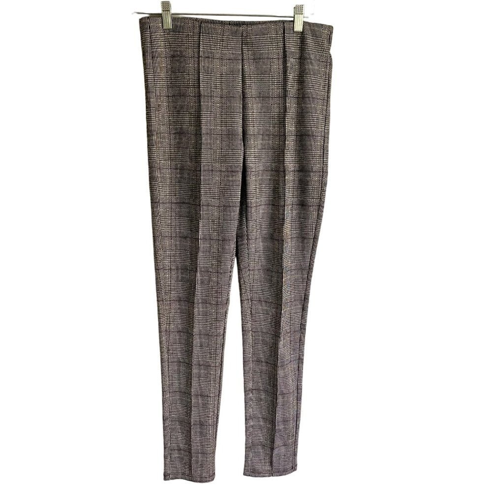 Tahari Black and White Pull On Pants Trousers Elastic Waist Women's Medium